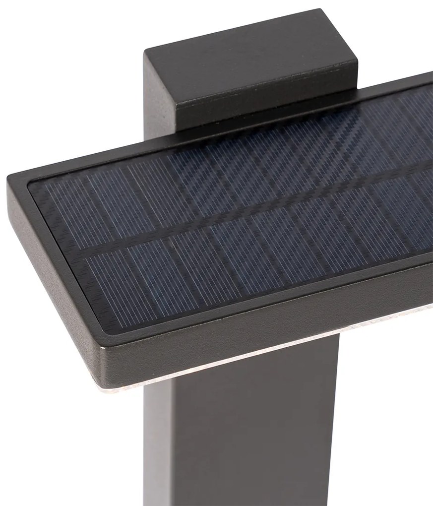 Candeeiro de pé exterior cinzento escuro 80 cm com LED e luz regulável a energia solar - Sunnie