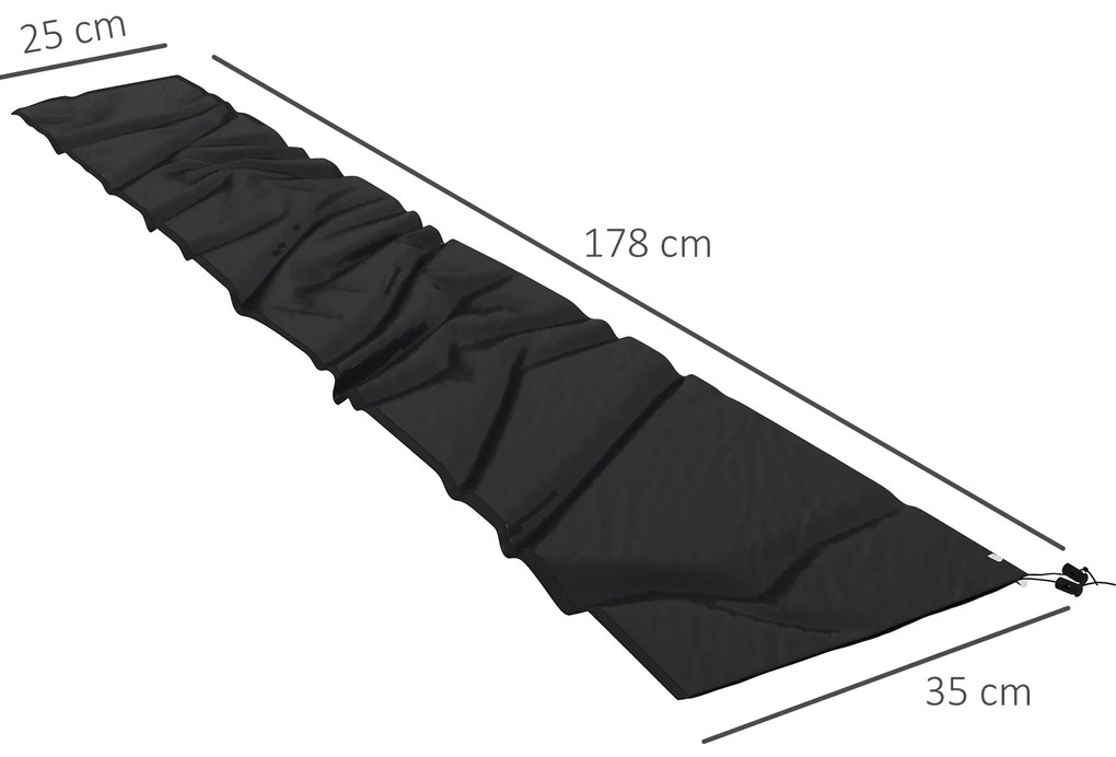 Capa de Proteção para Chapéu de Sol de Tecido Oxford 420D Cobertura para Chapéu de Sol com Fecho de Correr 178x25/35 cm Preto