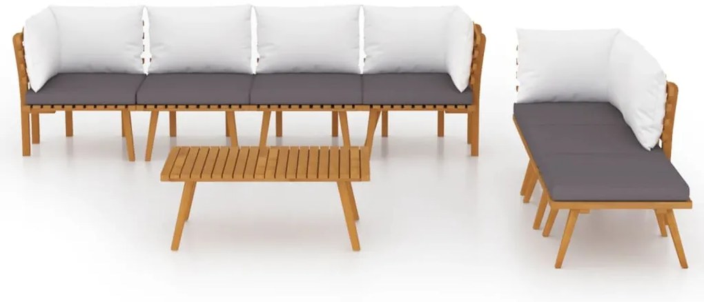8 pcs conjunto lounge de jardim com almofadões acácia maciça