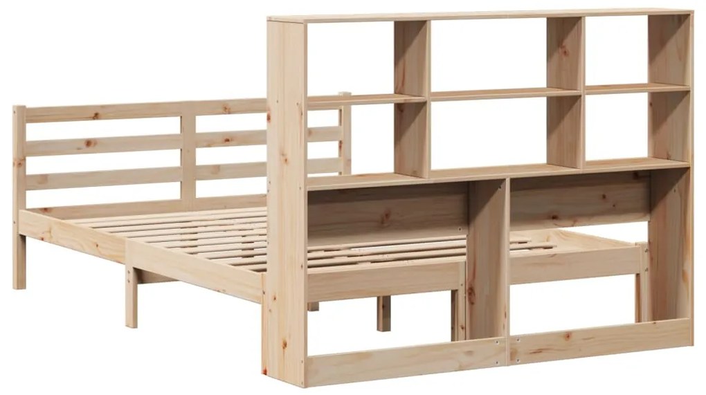 Cama com estante sem colchão 140x190 cm pinho maciço