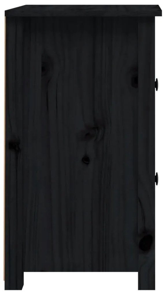 Mesa de cabeceira 40x35x61,5 cm madeira de pinho maciça preto