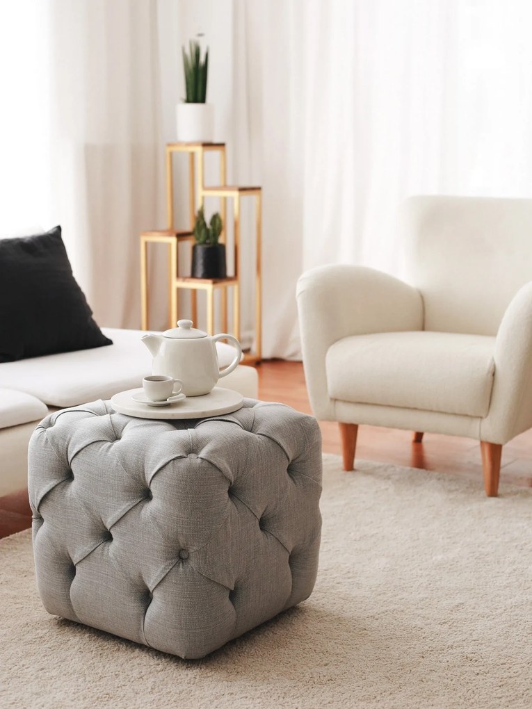 Pouffe Kup – Cinzento – 48x48x48 cm