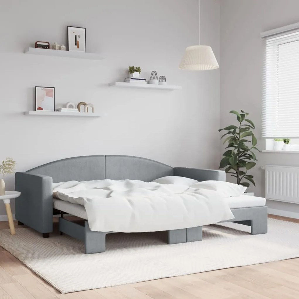 vidaXL Sofá-cama com gavetão 90x190 cm tecido cinzento-claro