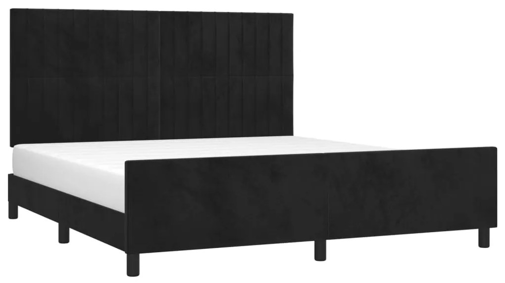 Estrutura de cama c/ cabeceira 160x200 cm veludo preto