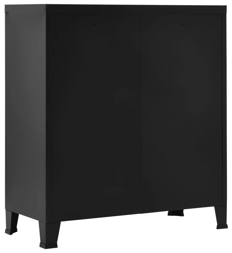 Aparador de arrumação industrial 90x40x100 cm aço preto