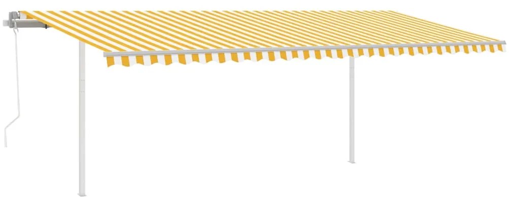 Toldo retrátil automático com postes 6x3 m amarelo e branco