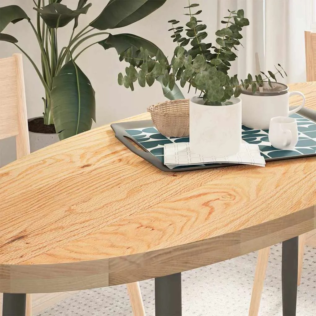 vidaXL Tampo de mesa 140x60x4 cm madeira de carvalho maciça oval