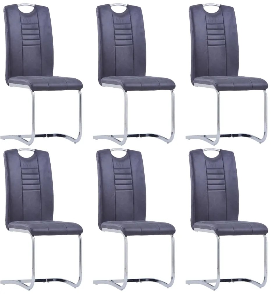 7 pcs conjunto de jantar camurça artificial cinzento
