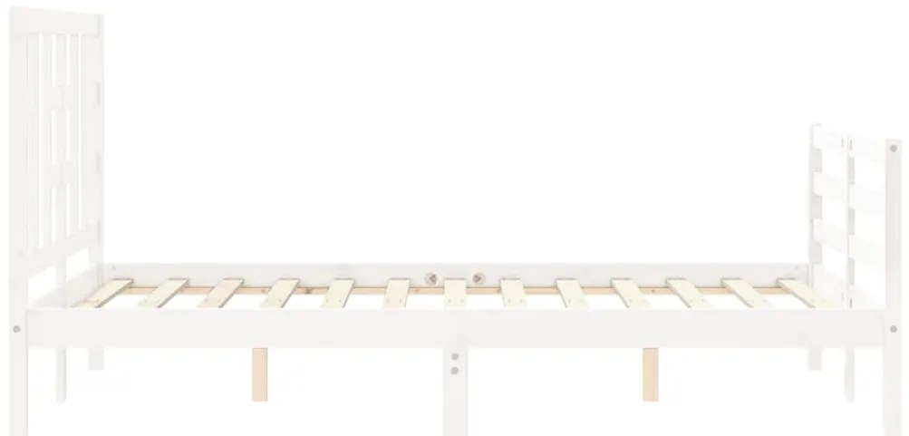 Estrutura de cama com cabeceira 120x200cm madeira maciça branco