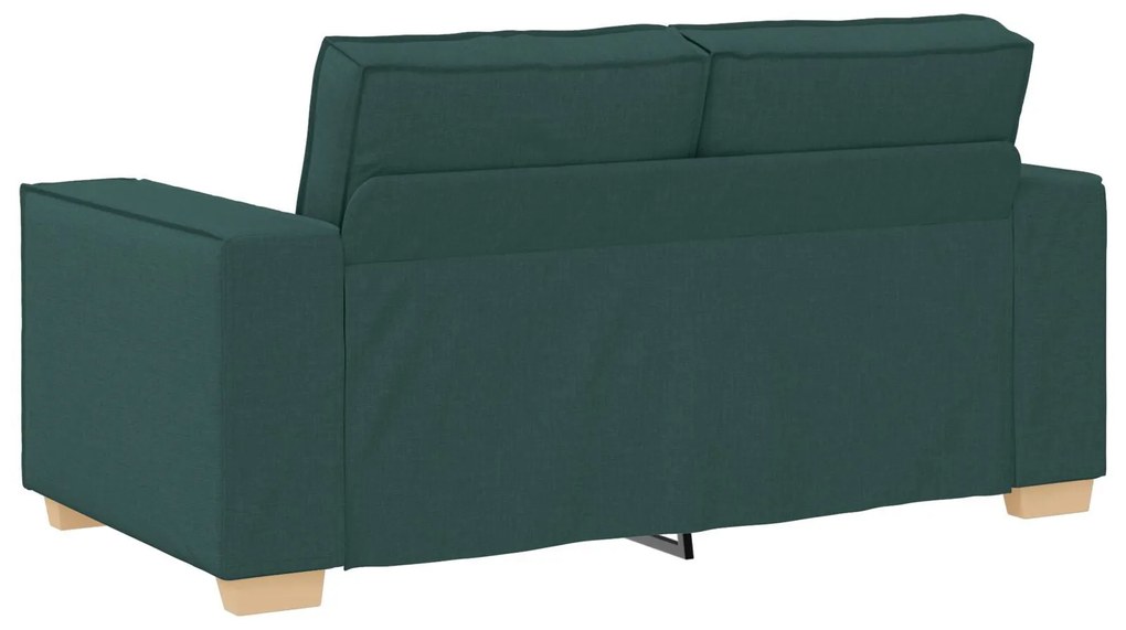 Conjunto de Sofá de 3 Peças com Almofadas em Tecido Verde Escuro