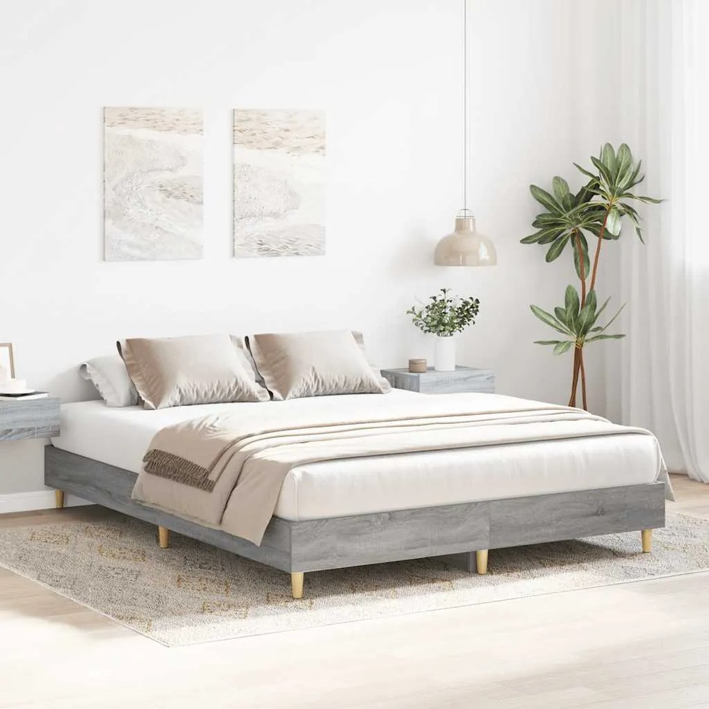 Estrutura de cama sem colchão 140x200 cm cinzento sonoma