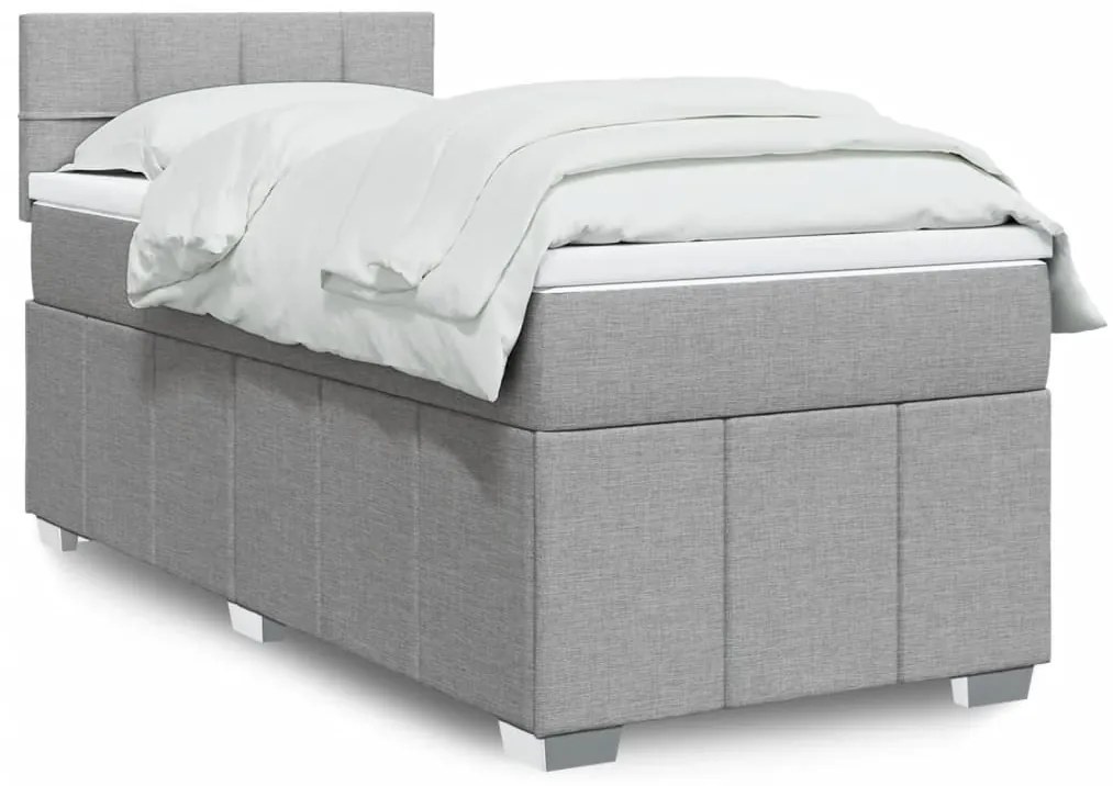 Cama com molas/colchão 90x190 cm tecido cinzento-claro