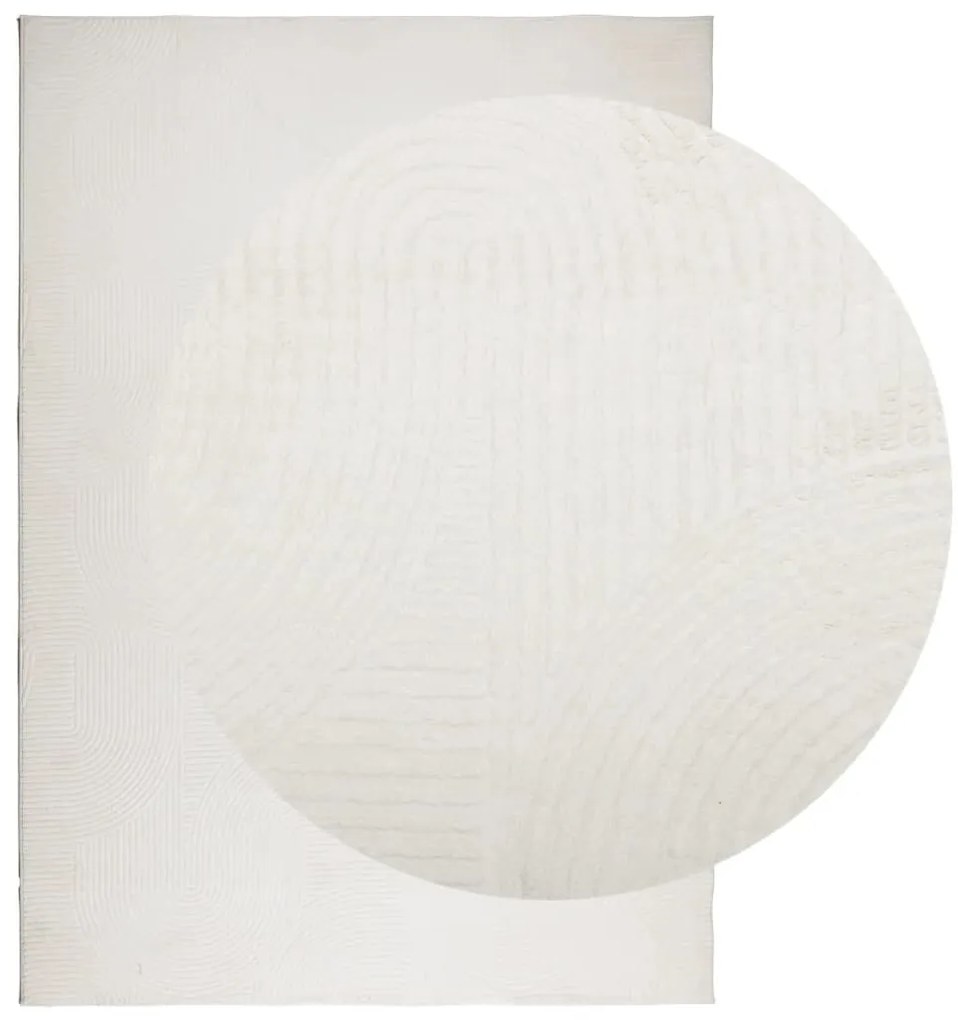 Tapete de pelo curto IZA visual escandinavo 120x170cm cor creme