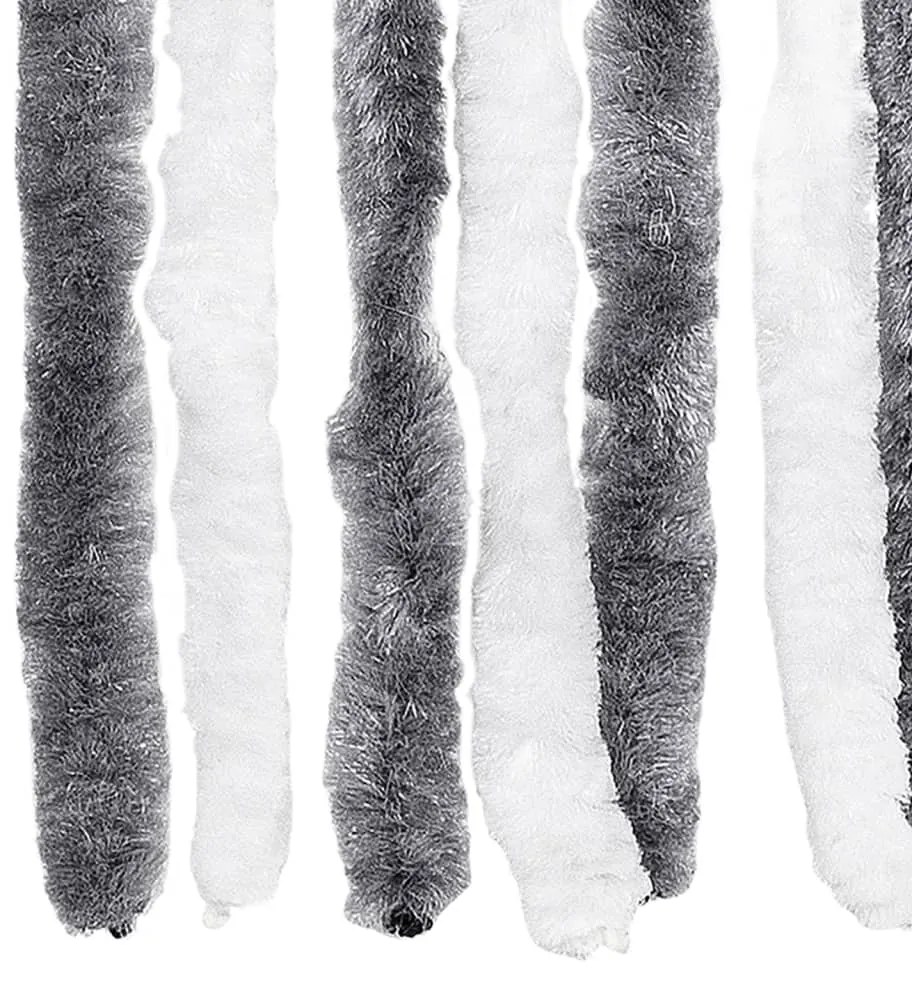 Cortina anti-insetos 118x220 cm chenille cinzento e branco