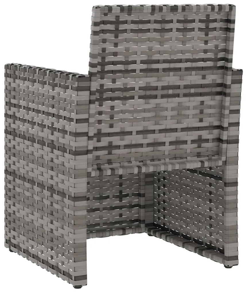 3 pcs conjunto lounge exterior c/ almofadões vime PE cinzento