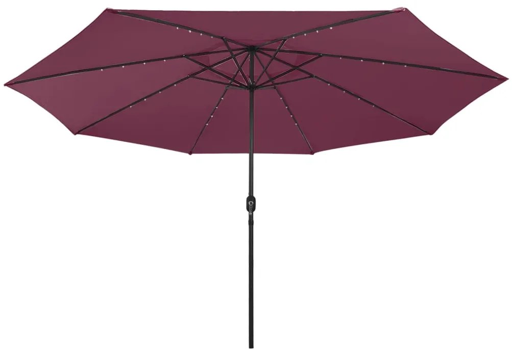 Guarda-sol de jardim com luzes LED 400 cm bordô