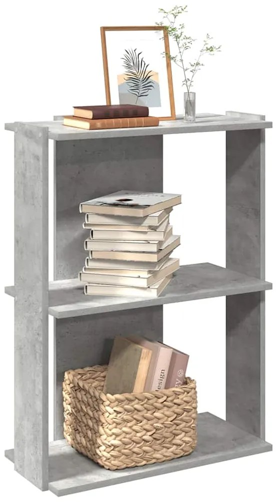 vidaXL Estante 3 camadas betão 60x30x80 cm madeira trabalhada cinzento