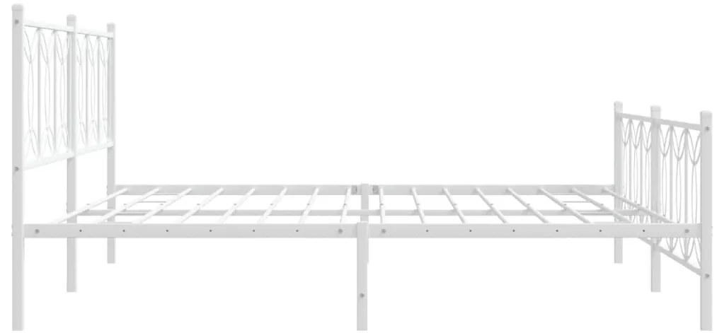 Estrutura de cama com cabeceira e pés 200x200 cm metal branco