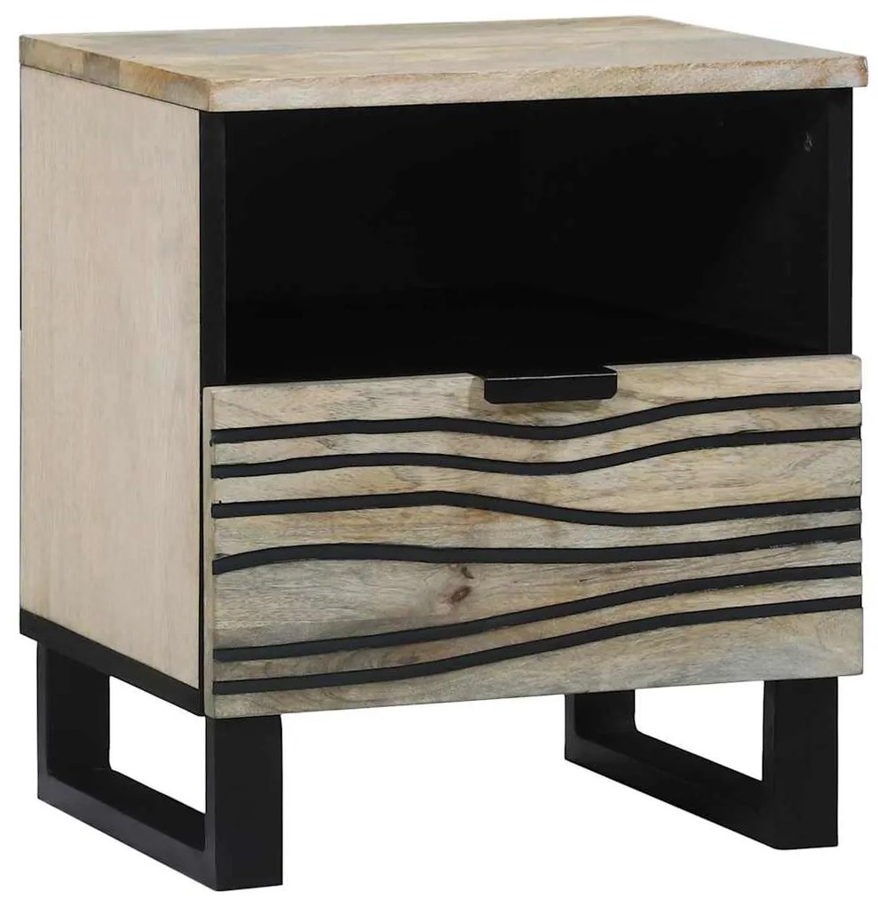 Mesas de cabeceira 2 pcs Branco e preto 40 x 33 x 46 cm