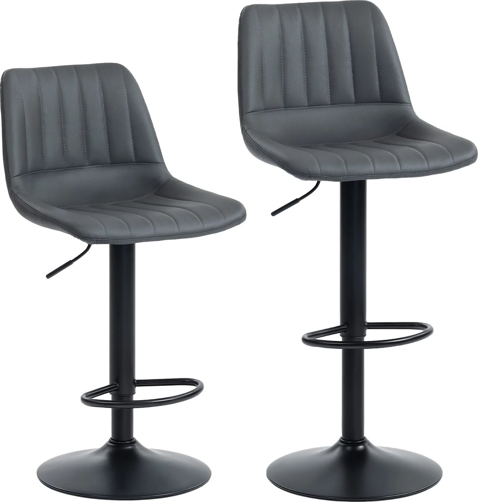 HOMCOM Banquetas de bar conjunto de 2 em design retrô, com apoio para os pés, altura ajustável, 43 cm x49,5 cm x 111 cm | Aosom Portugal