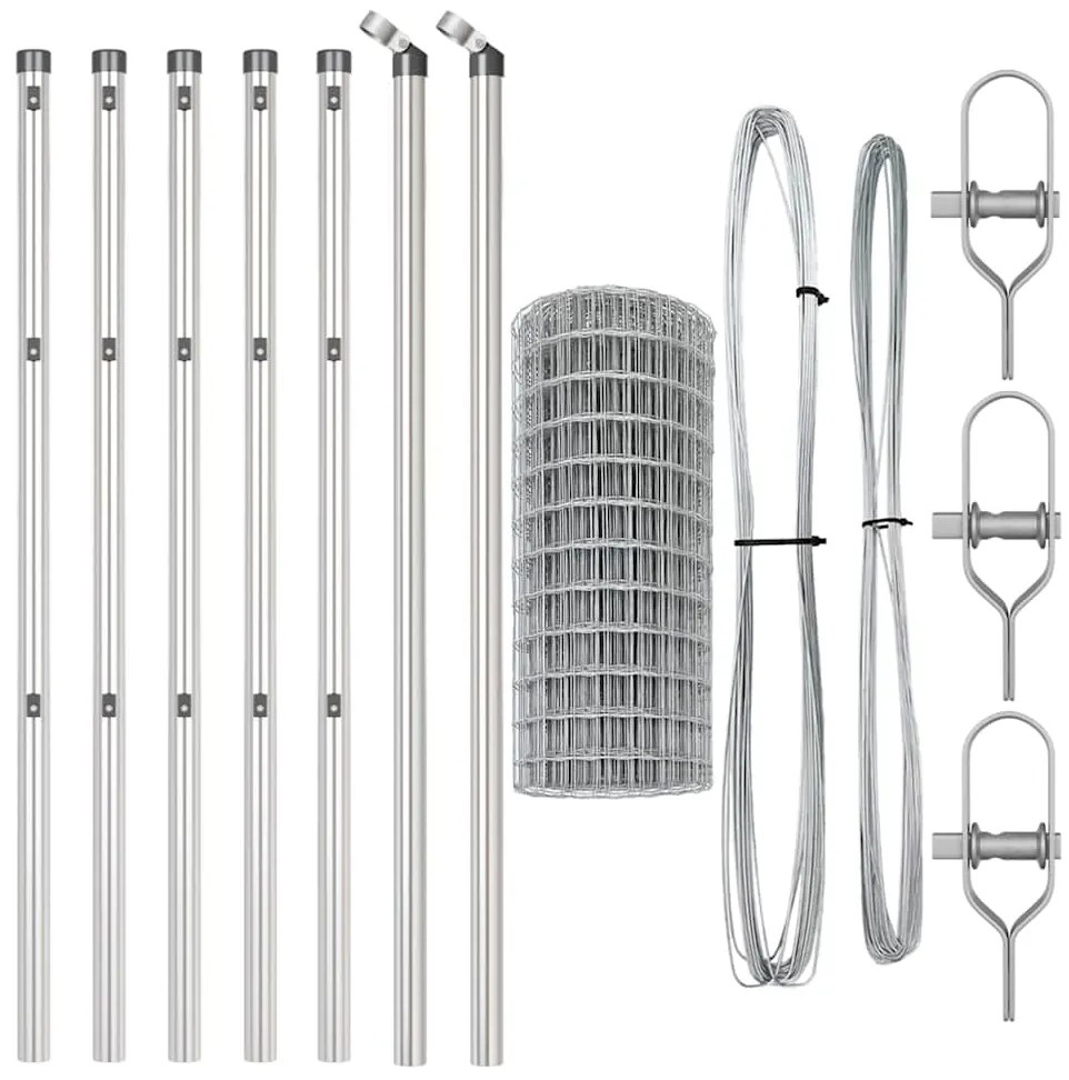 Cerca Europeia com 7 postes, 0,8 x 10 m, em aço galvanizado