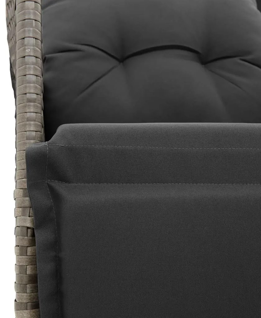 9 pcs conjunto de jantar p/ jardim c/ almofadões vime PE cinza