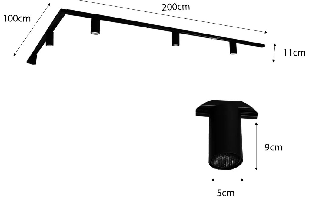 Sistema de iluminação de trilho moderno com 5 focos pretos monofásicos GU10 35mm - Iconic Ruby