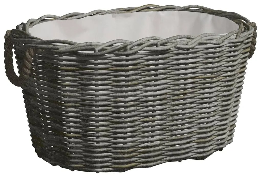 Cesto para lenha com pegas 59x42x28 cm salgueiro cinzento