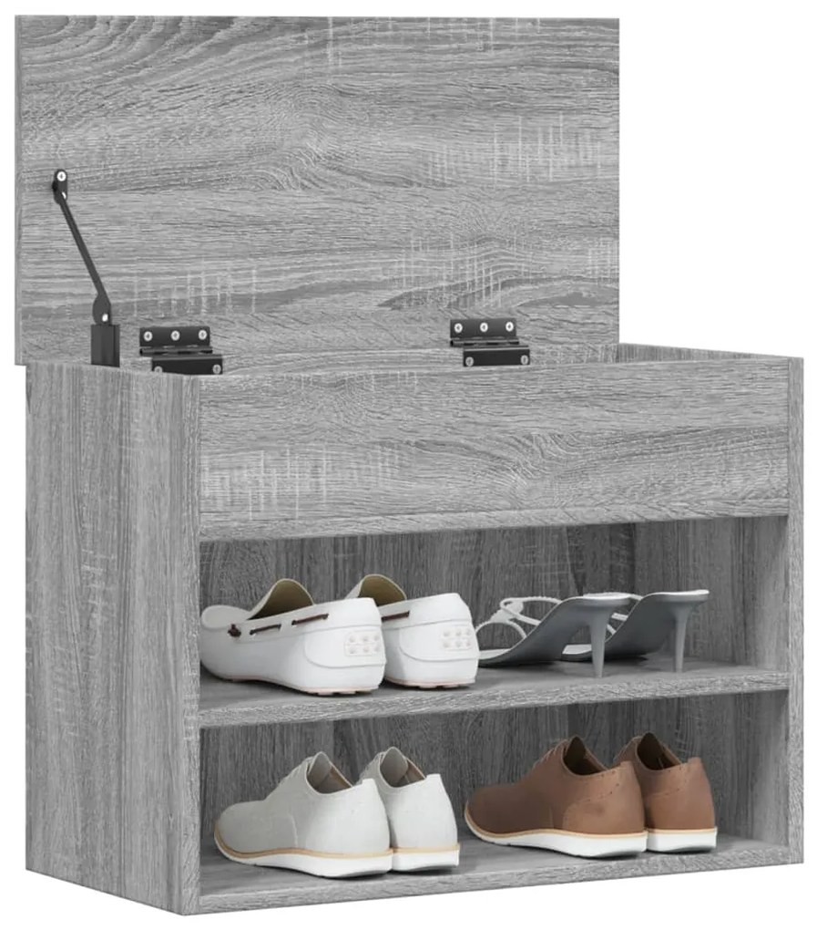 Banco sapateira 60x30x45cm derivados de madeira cinzento sonoma