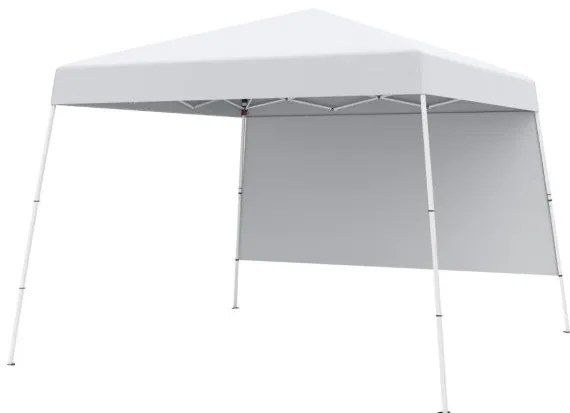 Tenda 300 x 300 cm Pop Up Dobrável com 1 Parede Lateral Com Saco, jardim, campismo, feiras, eventos com Estrutura Metálica Branca