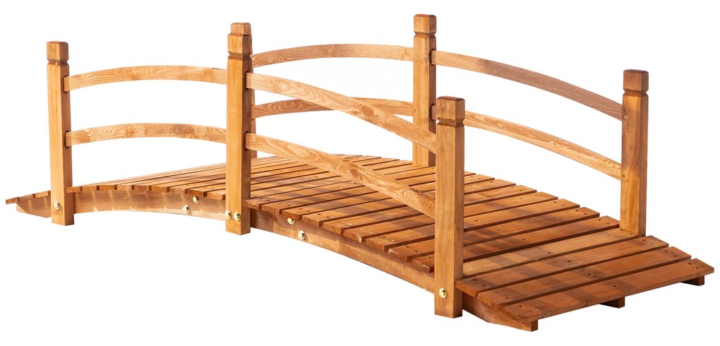 Outsunny Ponte de Madeira com Corrimão Ponte de Jardim para Decoração para Pátio Carga Máxima 200 kg 185x72x58 cm Madeira