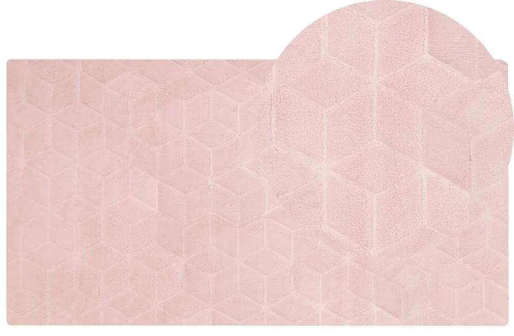 Tapete em pelo sintético de coelho rosa 80 x 150 cm THATTA Beliani