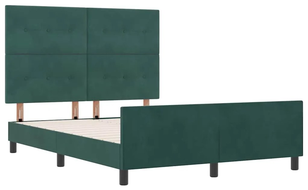 Cama vidaXL Verde Escuro 140x200 cm Veludo