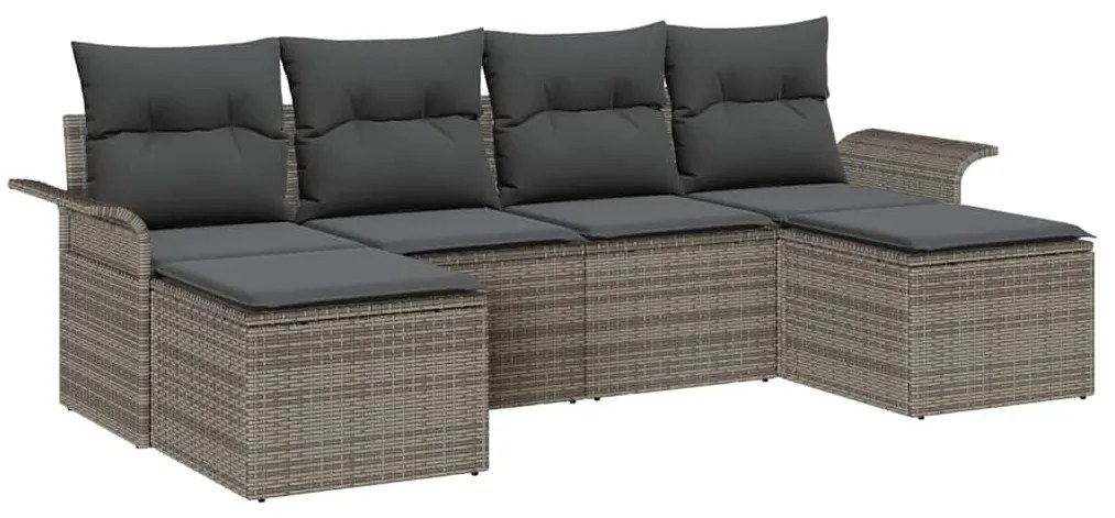 Conjunto de 6 Peças de Sofá de Jardim com Almofadas Cinzento Rattan de
