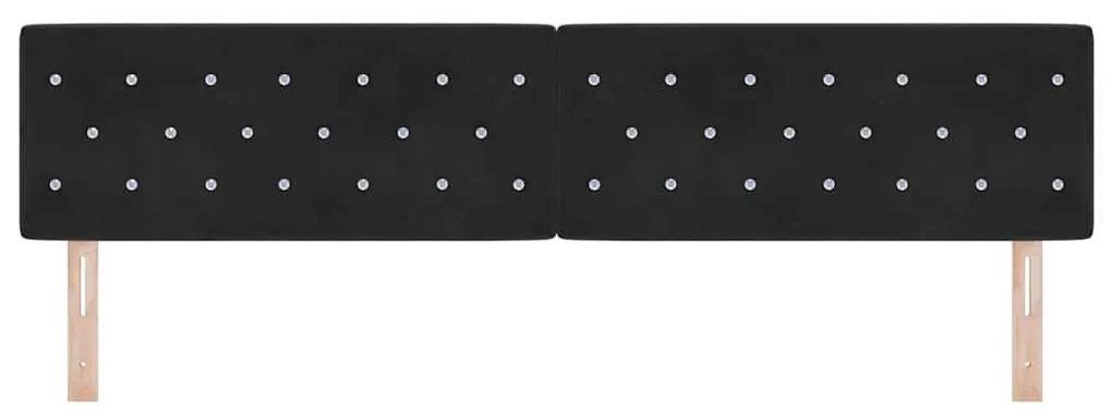 Cabeceira LED com botão de cristal, estofada em veludo preto de 100 cm