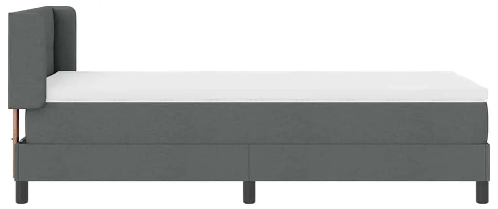Cama Box com Colchão Cinza Escuro, 90 x 200 cm, Tecido