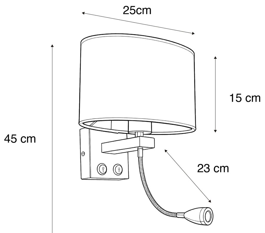 LED Candeeiro de Parede em Latão com Abajur de Veludo Oval e Design de Folhas 25cm - Brescia Combi Moderno,Clássico / Antigo