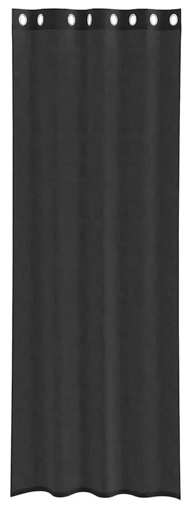 Cortinas de voile com ilhós 2 pcs preto 140x260 cm