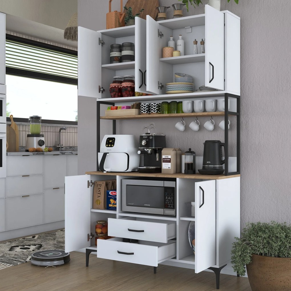 Armário Alto de Cozinha "Stella" - 120 x 198,6 x 40 cm - Nogueira e Br