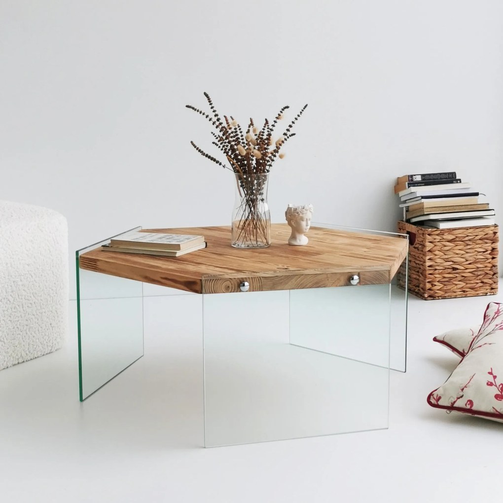 Mesa de Café Hexagon – Cor Carvalho – 80x35x70 cm