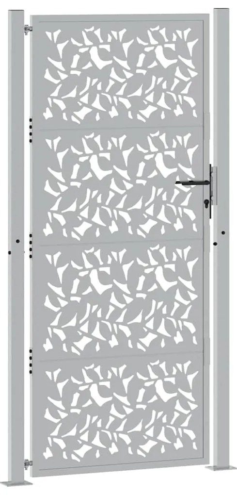 Portão de jardim 105x205 cm design de folha de aço resistente