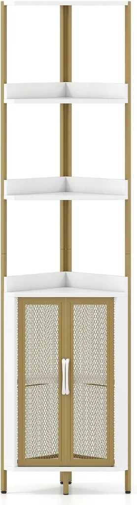 Estante de canto 32 x 32 x 170 cm com 6 níveis com portas para sala, escritório Branca