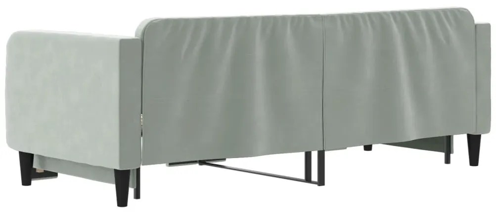 Sofá-cama com gavetão 90x200 cm veludo cinzento-claro