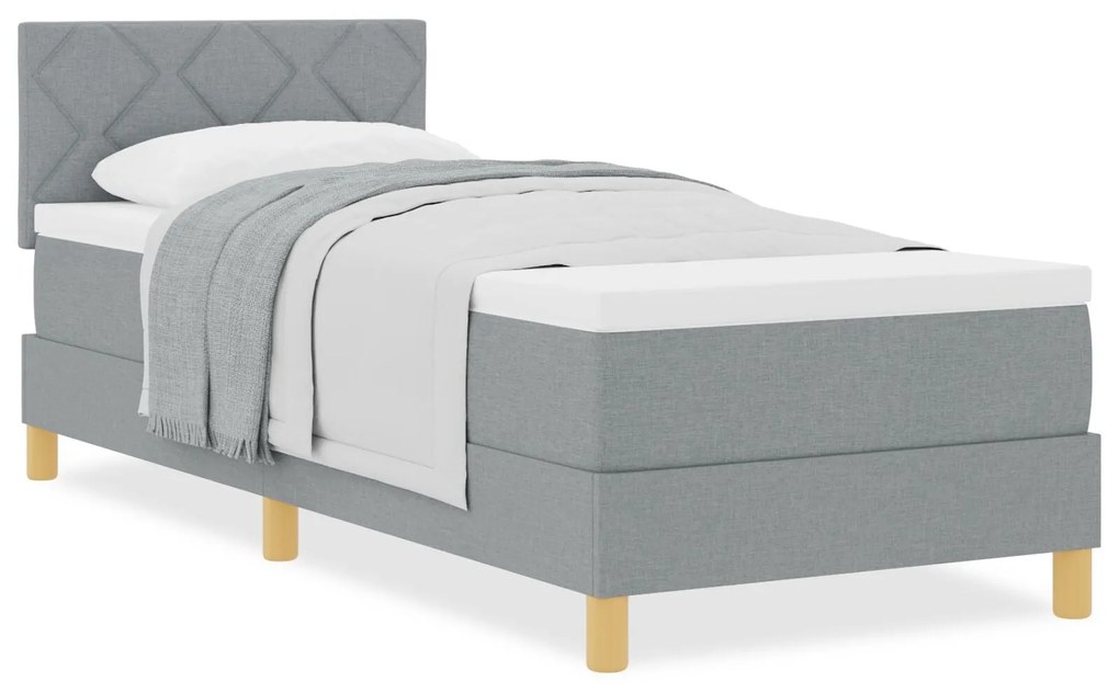 Cama Box Spring com Colchão Cinza Claro 80x200 cm Tecido