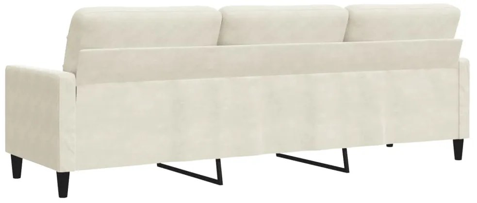 Sofá de 3 lugares 210 cm veludo cor creme