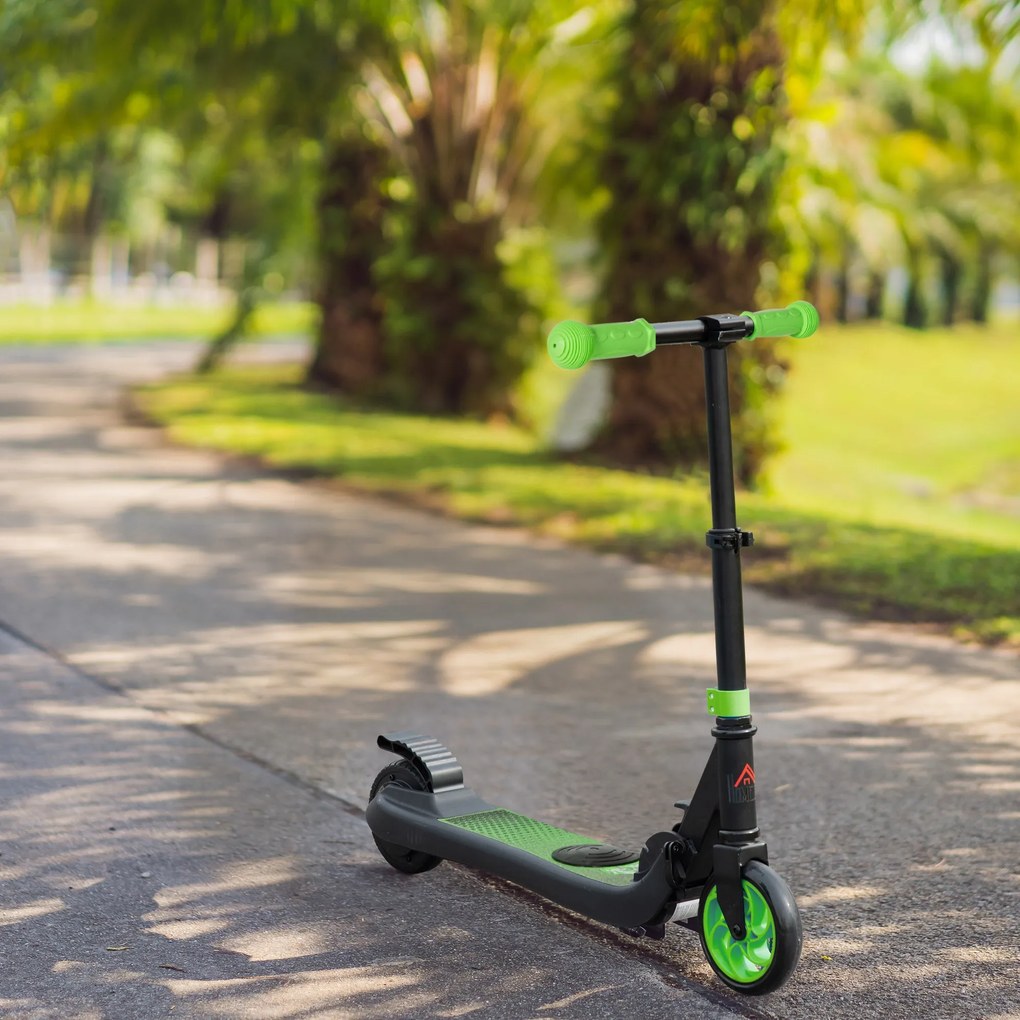 Trotinete elétrico para crianças a partir dos 6 anos, dobrável, velocidade de 8 km/h, 71 x 36,5 x 75-80 cm, alumínio, aço, verde