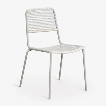 Pack De 2 Cadeiras De Jardim Empilháveis Em Aço E Vime Sintético Veyra Verde Cáqui - Sklum