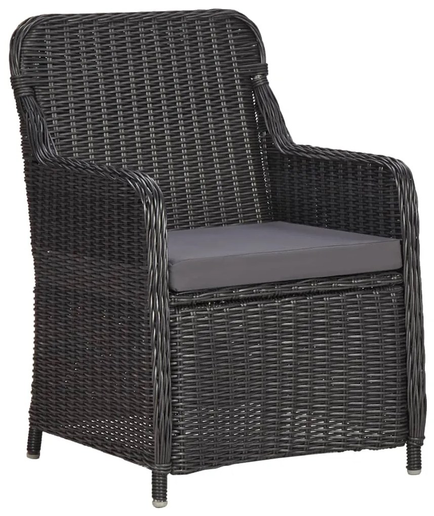 3 pcs conjunto bistrô de jardim com almofadões vime PE preto
