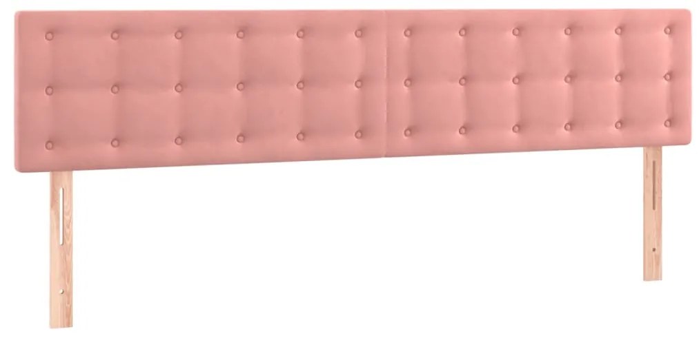 Cabeceira de cama c/ luzes LED veludo 180x5x78/88 cm rosa