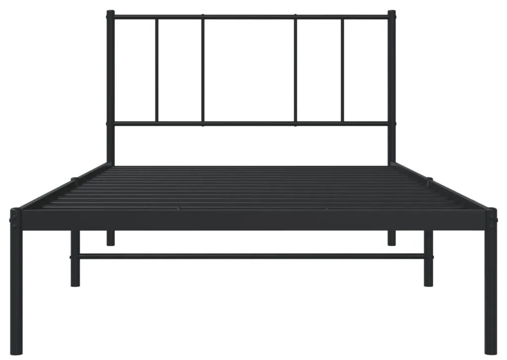 Estrutura de cama com cabeceira 100x200 cm metal preto
